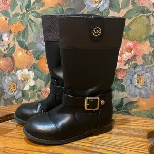 Michael Kors Black Boot with Brown cuff design.